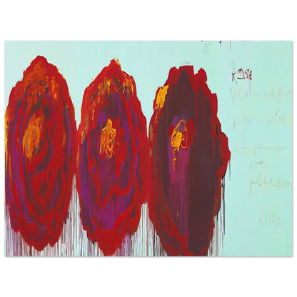 The Rose (IV) by Cy Twombly poster, A0 (84.1 × 118.9 cm): This expressive composition features three large, rose-inspired forms painted in vibrant shades….