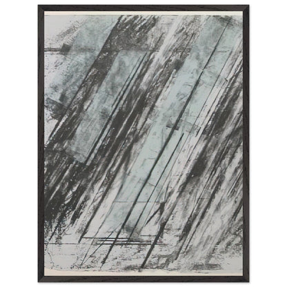 Untitled (Bastian 38) by Cy Twombly, framed art print, powerful diagonal strokes, layered black and gray marks, 50x70 cm (20x28 in), black frame