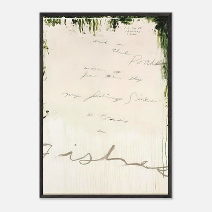 Untitled (A Painting in Nine Parts), Part I by Cy Twombly, framed art print, pale, open central field surrounded by expressive dark green