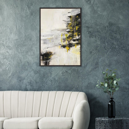 Quattro Stagioni II. Inverno by Cy Twombly, framed art print, bold black brushstrokes, flowing white and gray paint