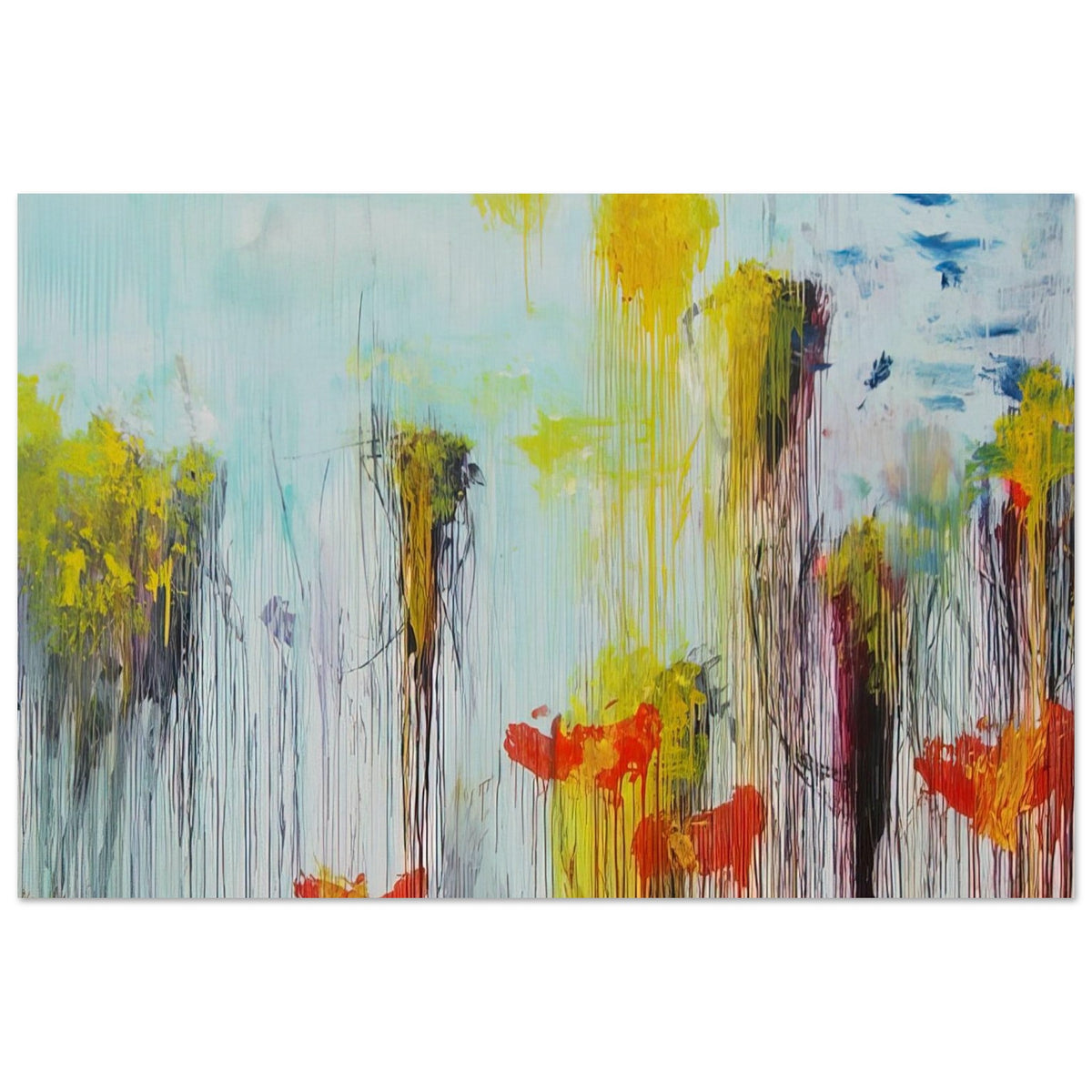 Lepanto, Part VII by Cy Twombly poster, 40 × 60 cm / 16 × 24 in: This expressive composition features a luminous pale blue background layered with vivid yellow….