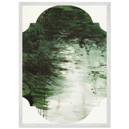 Untitled (A Painting in Nine Parts), Part V by Cy Twombly, framed art print, deep forest green, olive, 40x50 cm (16x20 in), wood frame