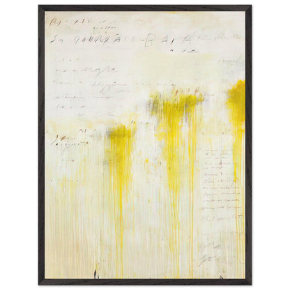 Quattro Stagioni II. Estate by Cy Twombly, framed art print, luminous yellow washes, subtle orange details, 50x70 cm (20x28 in), wood frame