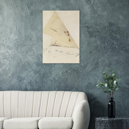 Victory by Cy Twombly, canvas print, overlapping triangular forms, delicate graphite lines