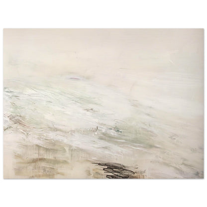 Hero and Leandro (A Painting in Four Parts) Part II by Cy Twombly poster, 50 × 70 cm / 20 × 28 in: a pale, expansive background layered with delicate white and gray brushstrokes, subtle beige tones….