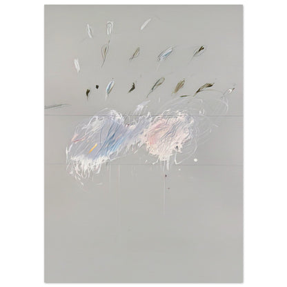 Nine Discourses on Commodus, Part VI by Cy Twombly, poster, muted gray background, delicate white brushstrokes, A0 (84.1 x 118.9 cm)