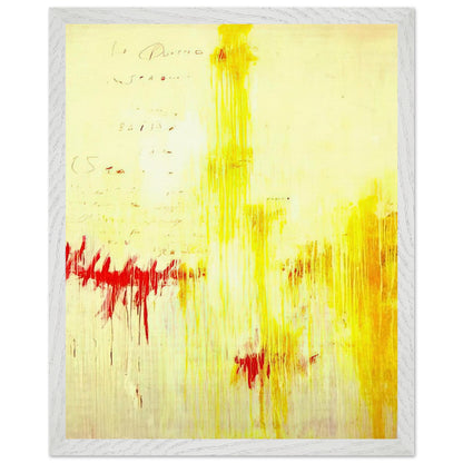 Quattro Stagioni I. Estate by Cy Twombly, framed art print, luminous yellow washes, energetic red brushstrokes, 50x70 cm (20x28 in), wood frame