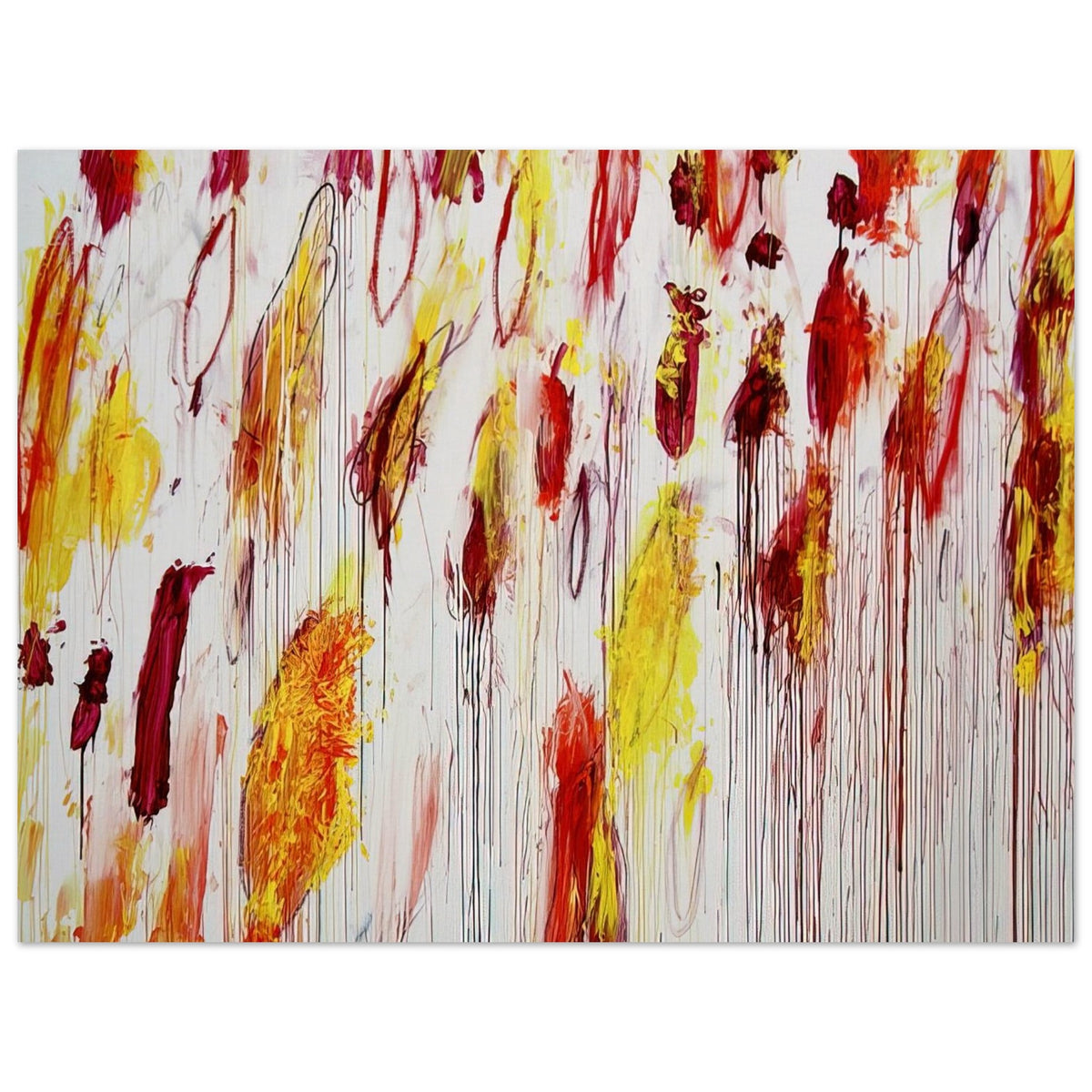 Lepanto, Part IV by Cy Twombly poster, A0 (84.1 × 118.9 cm): This expressive composition features vivid yellow, golden ochre, red, and deep burgundy marks against….