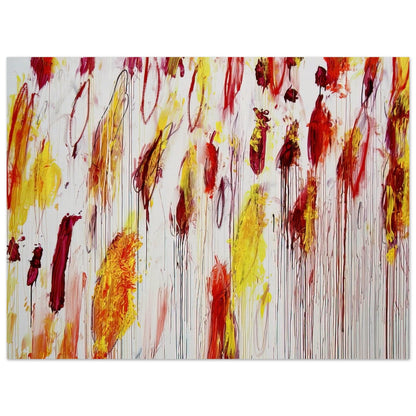Lepanto, Part IV by Cy Twombly poster, A0 (84.1 × 118.9 cm): This expressive composition features vivid yellow, golden ochre, red, and deep burgundy marks against….