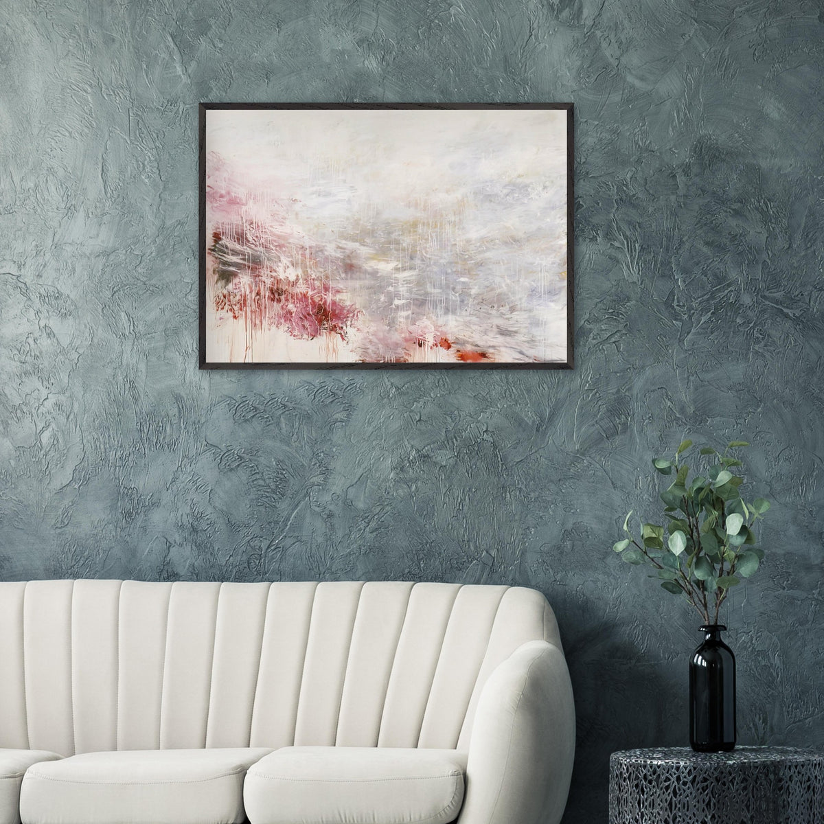Hero and Leander (To Christopher Marlowe) [Rome] by Cy Twombly framed art print; featuring delicate washes of white, soft pink, dusty rose, and muted gray.
