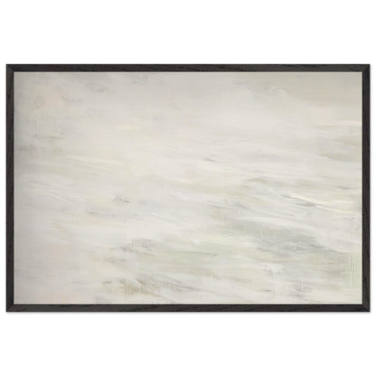 Hero and Leandro (A Painting in Four Parts) Part III by Cy Twombly framed art print; featuring expansive ivory and white tones, delicate pale gray marks, subtle beige shades; size 60 × 90 cm (24 × 36 in); wood frame.