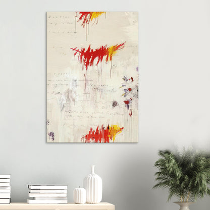 Quattro Stagioni I. Primavera by Cy Twombly, canvas print, vibrant red and yellow brushstrokes with delicate purple and green