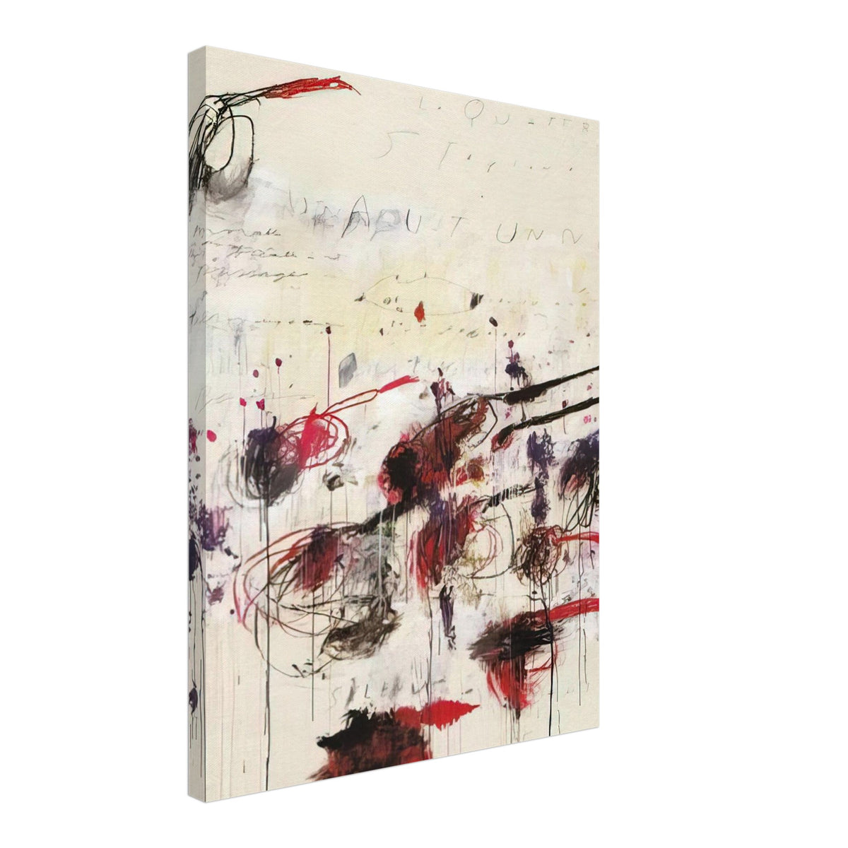 Quattro Stagioni: Autunno by Cy Twombly, canvas print, dynamic arrangement of crimson, red, 70x100 cm (28x40 in)