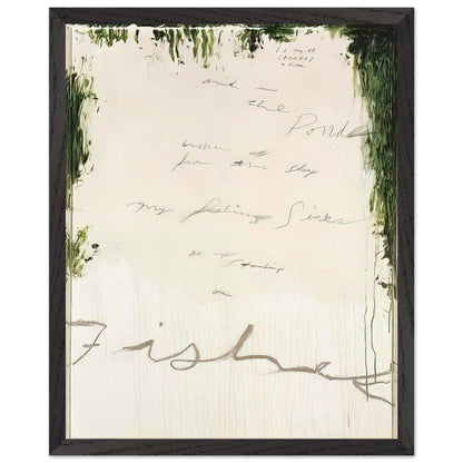 Untitled (A Painting in Nine Parts), Part I by Cy Twombly, framed art print, pale, open central field surrounded by expressive dark green, 40x50 cm (16x20 in), black frame