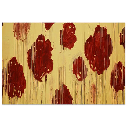 Untitled (Blooming, A Scattering of Blossoms & Other Things) by Cy Twombly poster, A3 (29.7 × 42 cm): This expressive composition features bold crimson and burgundy forms scattered across a luminous….