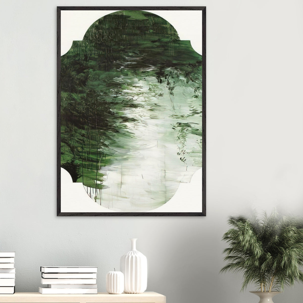 Untitled (A Painting in Nine Parts), Part V by Cy Twombly, framed art print, deep forest green, olive