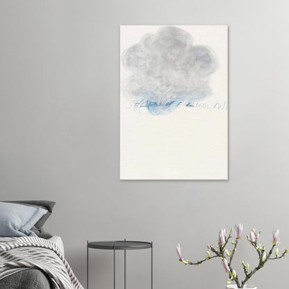 Fifty Days at Iliam: Shades of Eternal Night by Cy Twombly, canvas print; a delicate cloud of soft gray and pale blue tones floating across a warm, off-white background
