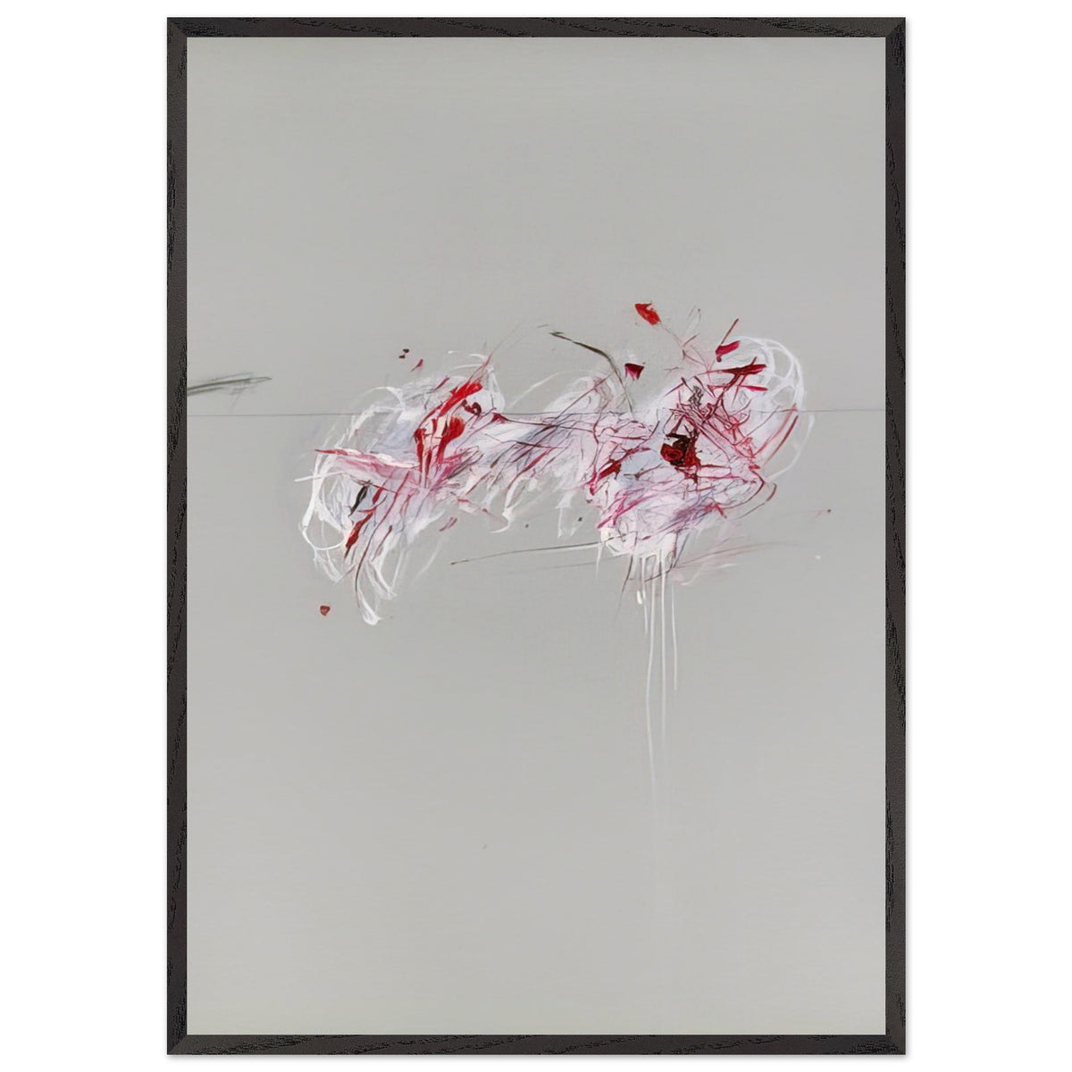 Nine Discourses on Commodus, Part II by Cy Twombly, framed art print, 27x35 cm / 11x14″, White frame; a restrained gray background, expressive red and crimson forms