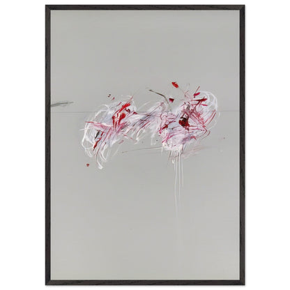 Nine Discourses on Commodus, Part II by Cy Twombly, framed art print, 27x35 cm / 11x14″, White frame; a restrained gray background, expressive red and crimson forms