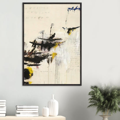 Quattro Stagioni I. Inverno by Cy Twombly, framed art print, bold black brushstrokes, flowing paint drips