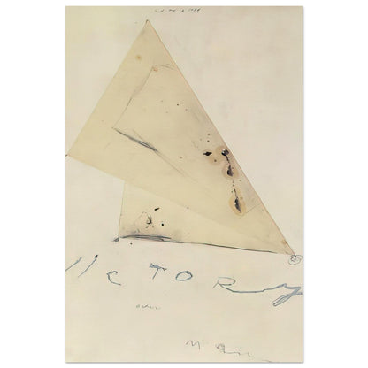 Victory by Cy Twombly, poster, overlapping triangular forms, delicate graphite lines, 20x25 cm (8x10 in)
