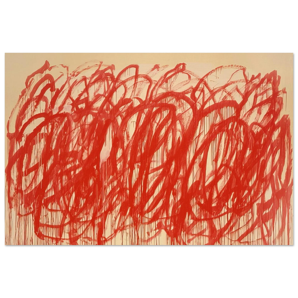Untitled (Bacchus) by Cy Twombly poster, A3 (29.7 × 42 cm): Thick, energetic strokes move across the composition in an almost continuous flow….