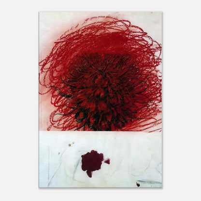 Pan II by Cy Twombly, canvas print, intense mass of red and crimson marks surrounded by intricate dark