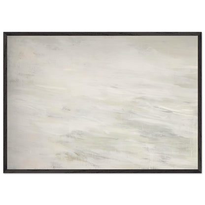 Hero and Leandro (A Painting in Four Parts) Part III by Cy Twombly framed art print; featuring expansive ivory and white tones, delicate pale gray marks, subtle beige shades; size 800 × 1200 mm (32 × 48 in); white frame.