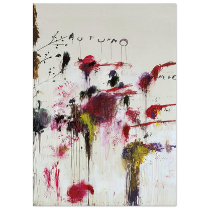 Quattro Stagioni II. Autunno by Cy Twombly, poster, energetic red and crimson brushstrokes, rich purple and burgundy, 100x150 cm (40x60 in)