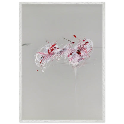 Nine Discourses on Commodus, Part II by Cy Twombly, framed art print, 40x50 cm / 16x20″, White frame; a restrained gray background, expressive red and crimson forms