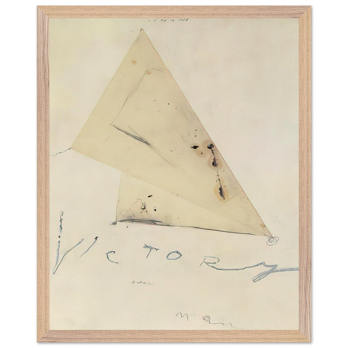 Victory by Cy Twombly, framed art print, overlapping triangular forms, fine graphite lines, 50x70 cm (20x28 in), wood frame