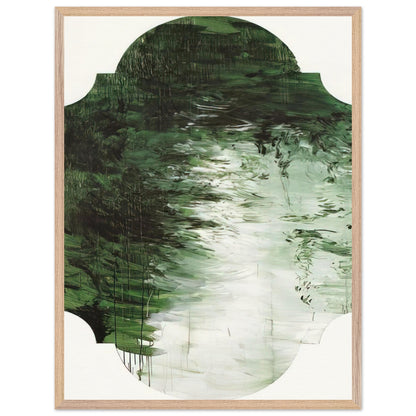 Untitled (A Painting in Nine Parts), Part V by Cy Twombly, framed art print, deep forest green, olive, 70x100 cm (28x40 in), white frame