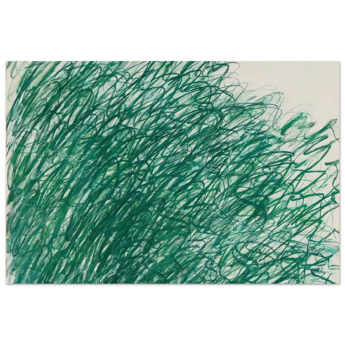 On Returning from Tonnicoda by Cy Twombly poster, A3 (29.7 × 42 cm): This captivating composition features an intricate network of sweeping green lines, overlapping loops….