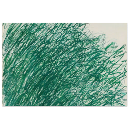 On Returning from Tonnicoda by Cy Twombly poster, A3 (29.7 × 42 cm): This captivating composition features an intricate network of sweeping green lines, overlapping loops….