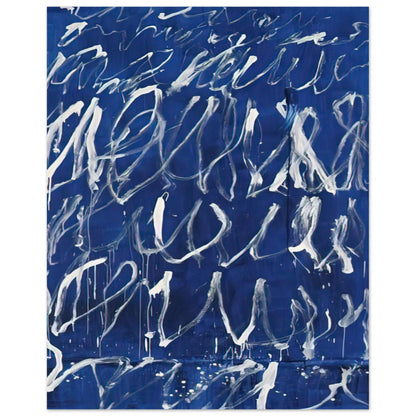 Untitled by Cy Twombly, poster, expressive white brushstrokes across a deep blue background, 40x50 cm (16x20 in)