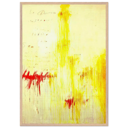 Quattro Stagioni I. Estate by Cy Twombly, framed art print, luminous yellow washes, energetic red brushstrokes, 70x100 cm (28x40 in), wood frame