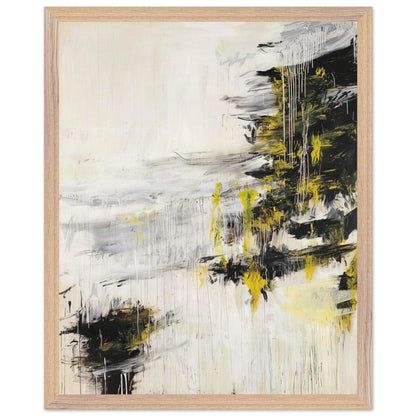 Quattro Stagioni II. Inverno by Cy Twombly, framed art print, bold black brushstrokes, flowing white and gray paint, 40x50 cm (16x20 in), wood frame
