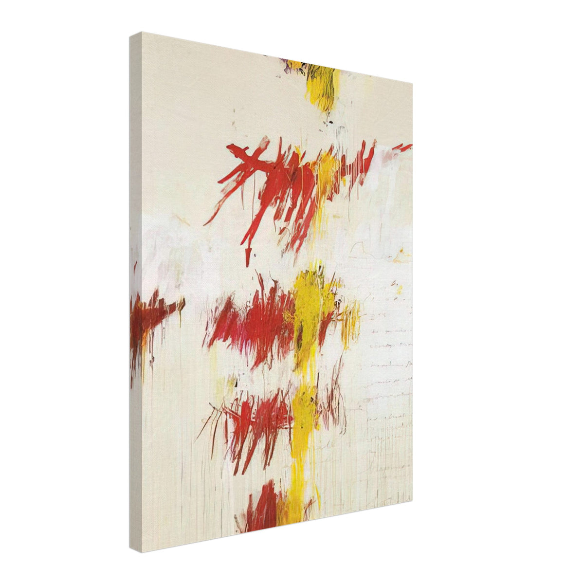Quattro Stagioni II. Primavera by Cy Twombly, canvas print, bold red and crimson brushstrokes with luminous yellow marks, subtle, 70x100 cm (28x40 in)