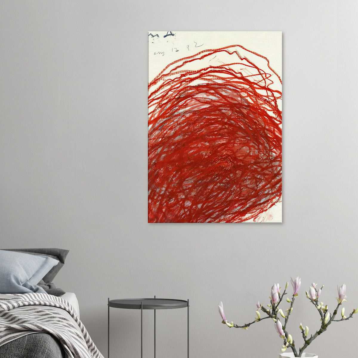 Suma by Cy Twombly, canvas print, intense mass of red and crimson marks arranged in sweeping