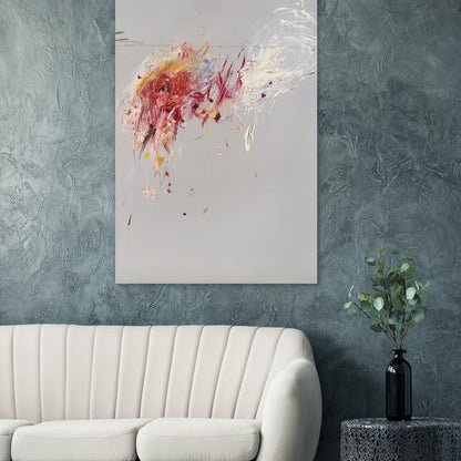 Nine Discourses on Commodus, Part V by Cy Twombly, poster, muted gray background, delicate white brushstrokes