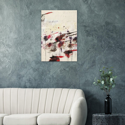 Quattro Stagioni: Autunno by Cy Twombly, canvas print, dynamic arrangement of crimson, red
