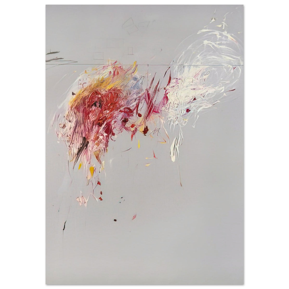 Nine Discourses on Commodus, Part V by Cy Twombly, poster, muted gray background, delicate white brushstrokes, A0 (84.1 x 118.9 cm)