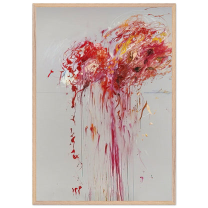 Nine Discourses on Commodus, Part VIII by Cy Twombly, framed art print, energetic red and crimson strokes, expressive pink and orange forms, 60x80 cm (24x32 in), white frame