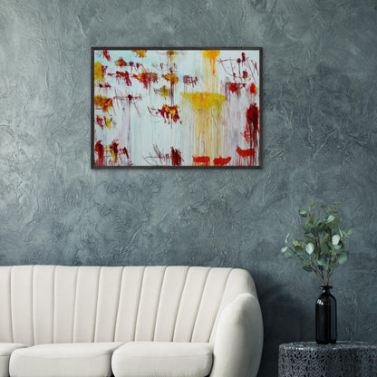 Lepanto, Part X by Cy Twombly framed art print; featuring a luminous pale blue and turquoise background, vivid golden-yellow brushstrokes.