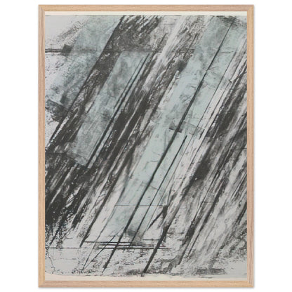Untitled (Bastian 38) by Cy Twombly, framed art print, powerful diagonal strokes, layered black and gray marks, 60x80 cm (24x32 in), white frame