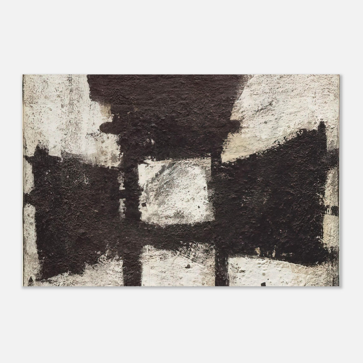 Zyig by Cy Twombly poster: This striking composition features bold black and charcoal forms against a textured ivory and off-white….