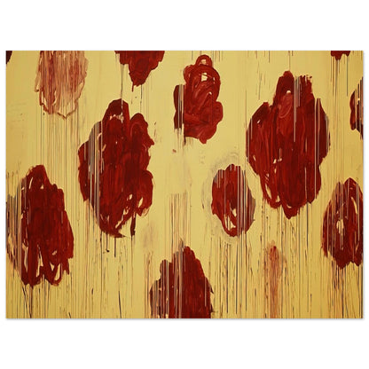 Untitled (Blooming, A Scattering of Blossoms & Other Things) by Cy Twombly poster, A0 (84.1 × 118.9 cm): This expressive composition features bold crimson and burgundy forms scattered across a luminous….