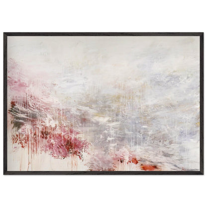 Hero and Leander (To Christopher Marlowe) [Rome] by Cy Twombly framed art print; featuring delicate washes of white, soft pink, dusty rose, and muted gray; size 800 × 1200 mm (32 × 48 in); white frame.