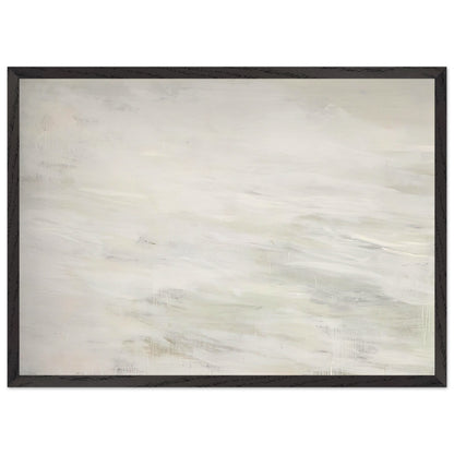 Hero and Leandro (A Painting in Four Parts) Part III by Cy Twombly framed art print; featuring expansive ivory and white tones, delicate pale gray marks, subtle beige shades; size 50 × 70 cm (20 × 28 in); white frame.