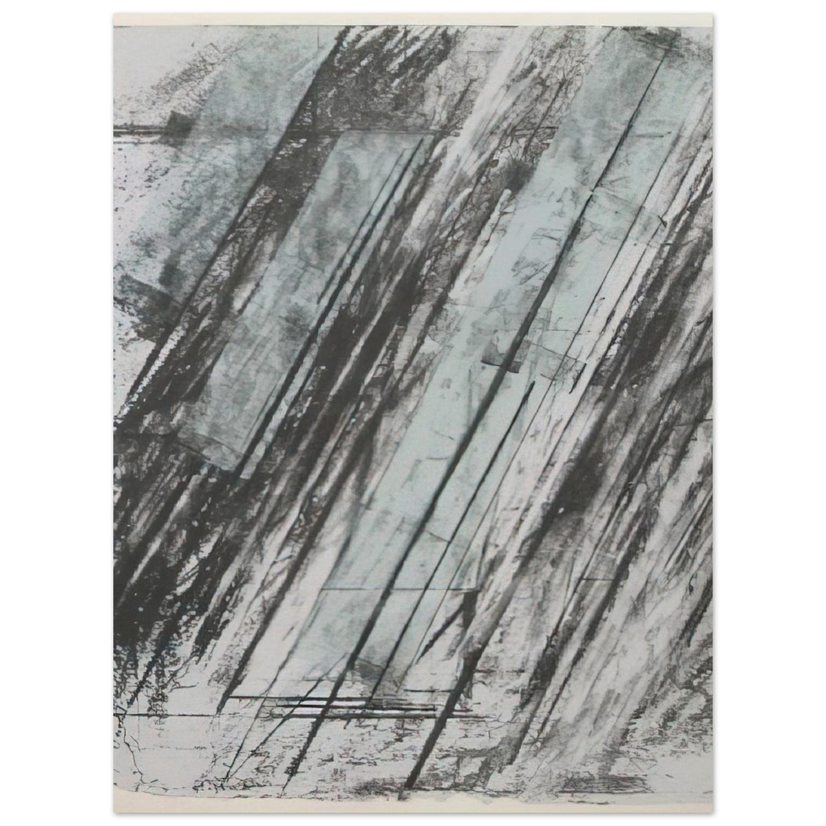 Untitled (Bastian 38) by Cy Twombly, poster, sweeping diagonal strokes, layered black and gray marks, 60x80 cm (24x32 in)